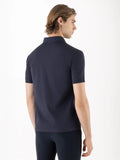 Polo blu da uomo con nastro logato