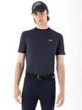 T-shirt blu da uomo con logo ricamato sulla schiena