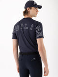 T-shirt blu da uomo con logo ricamato sulla schiena
