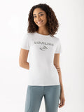 T-shirt bianca con logo stampato da donna