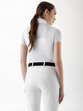 Polo competizione bianca con maniche corte in tulle da donna