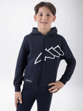 Felpa full zip blu con logo stampato junior