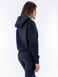 Felpa full zip blu con cappuccio da donna