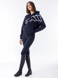 Felpa full zip blu con cappuccio da donna