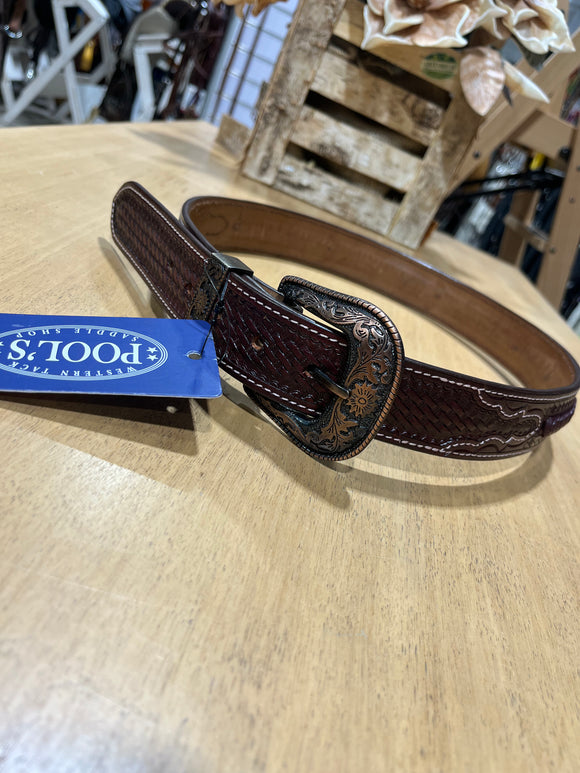 Cintura WESTERN BELT BASKET TOOLED WITH COPPER ZINC BUCKLE