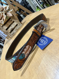 Cinturata WESTERN BEADED BELT WITH FEATHER