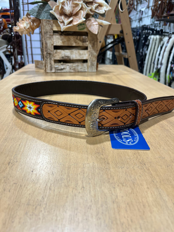 Cintura WESTERN BEADED BELT AND BRASS BUCKLE